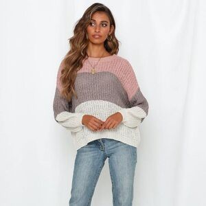 VICI Pink, Beige, and Cream Sweater